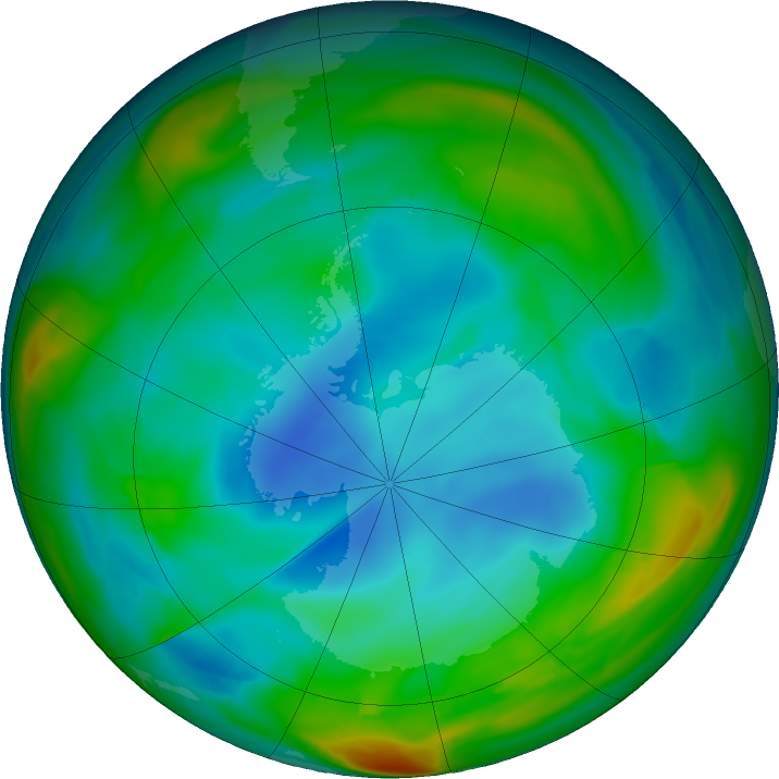 Antarctic ozone map for 05 July 2018